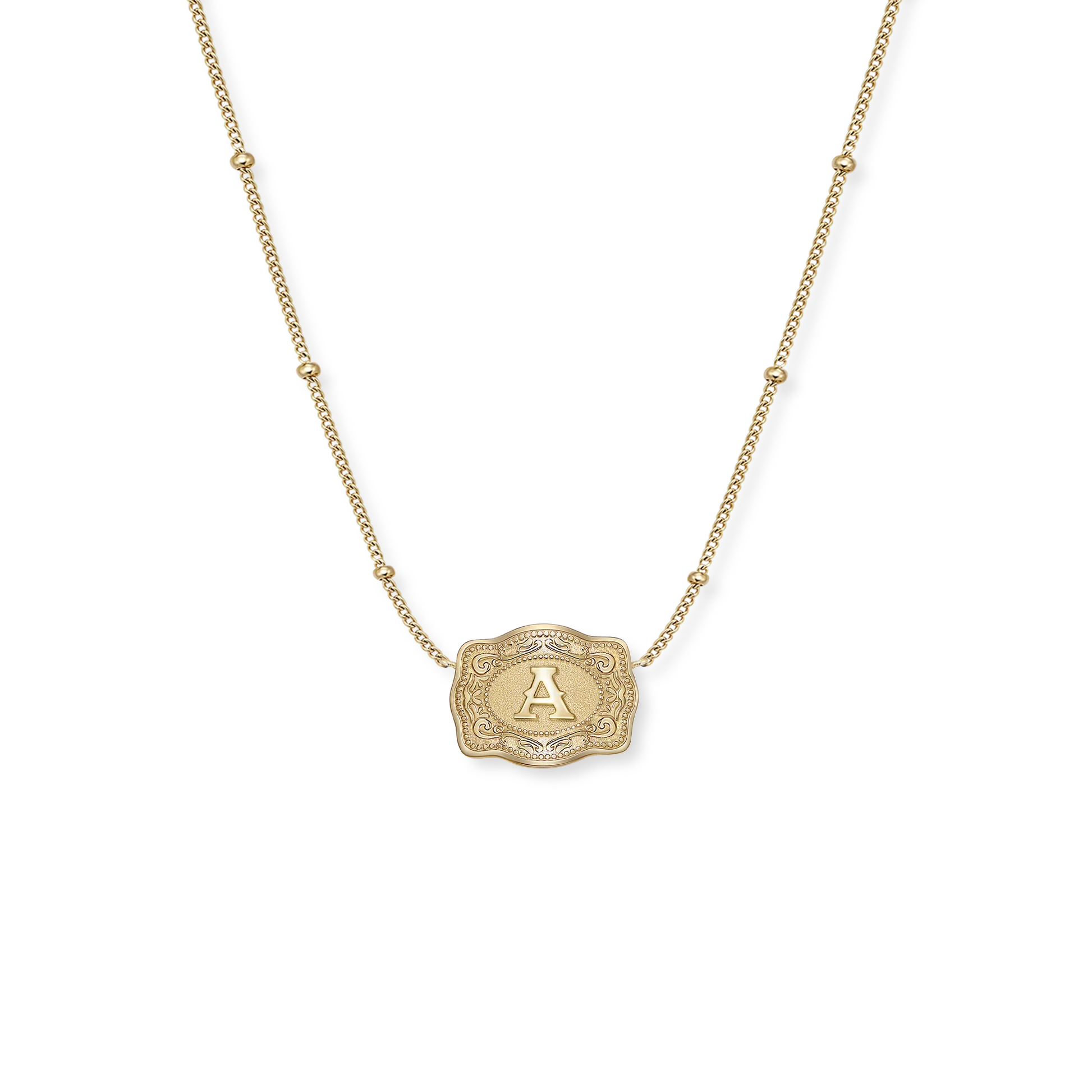 SpurWest Ultra Mini Belt Buckle Necklace (Initial) Gold