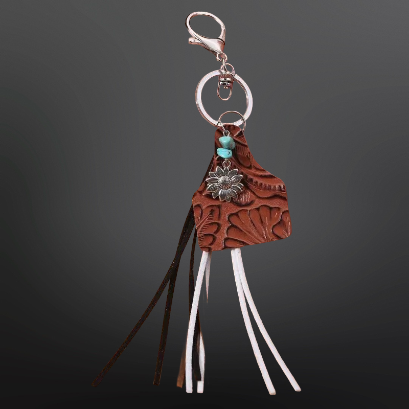 Westrian International Cow Tag Tassel Vegan Leather Keychain