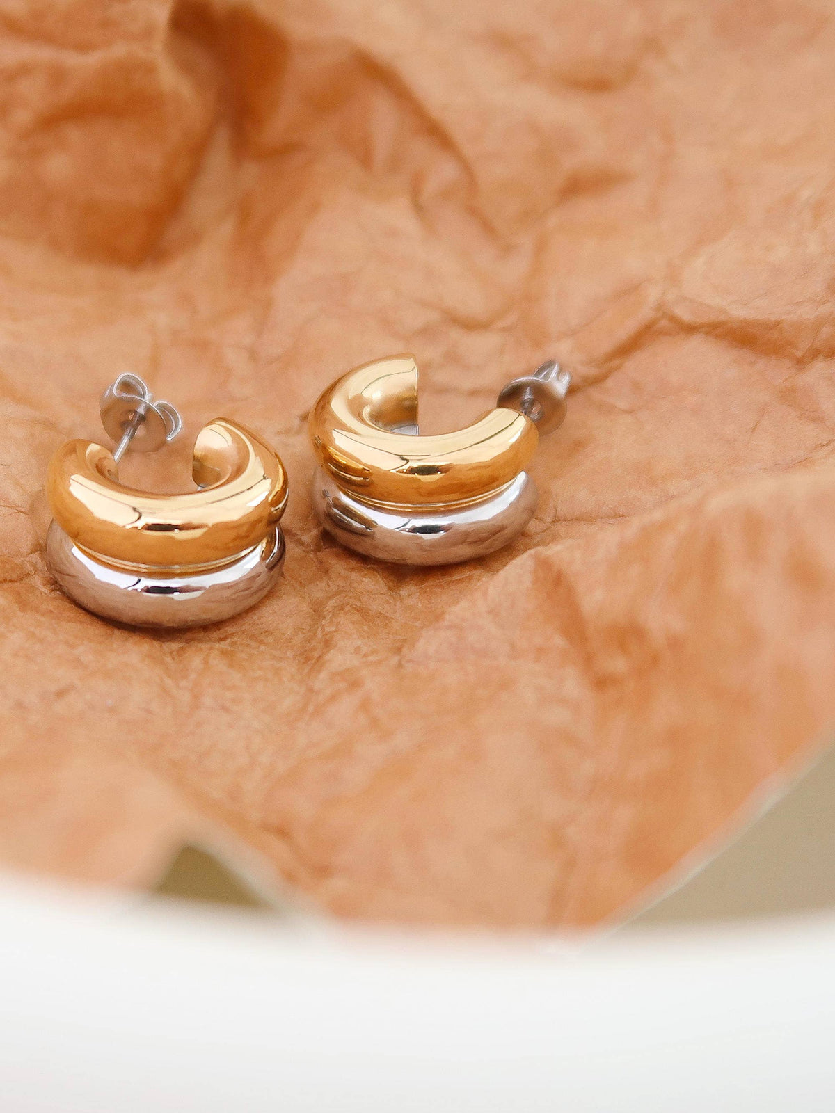 Flanerie Emma Non-Tarnish Double C-Hoop Earring