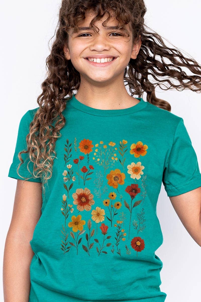 Colorbear Retro Pressed Wildflowers Kids Graphic Tee