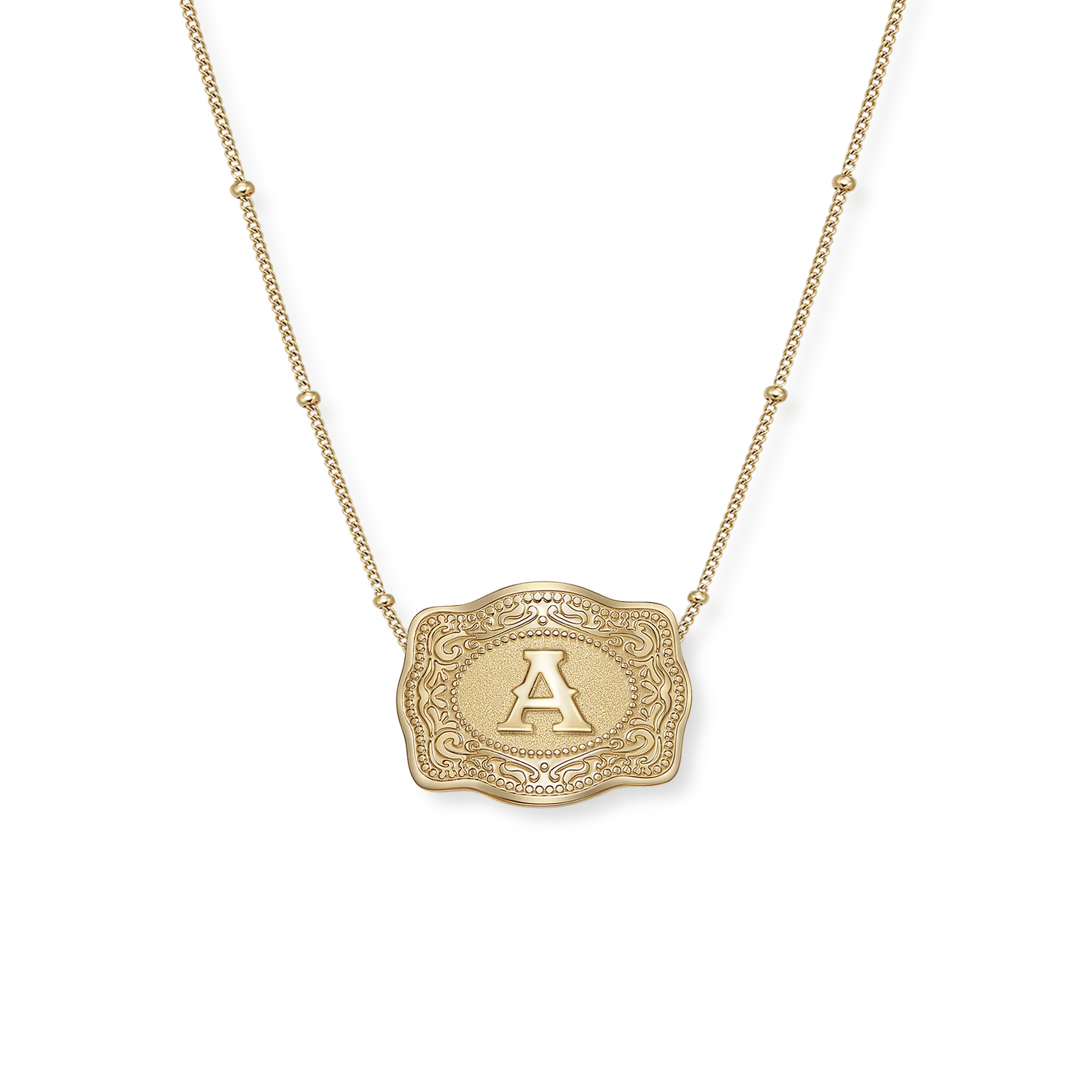 SpurWest Mini Belt Buckle Necklace (Initial) Gold (16"+2" Extender)