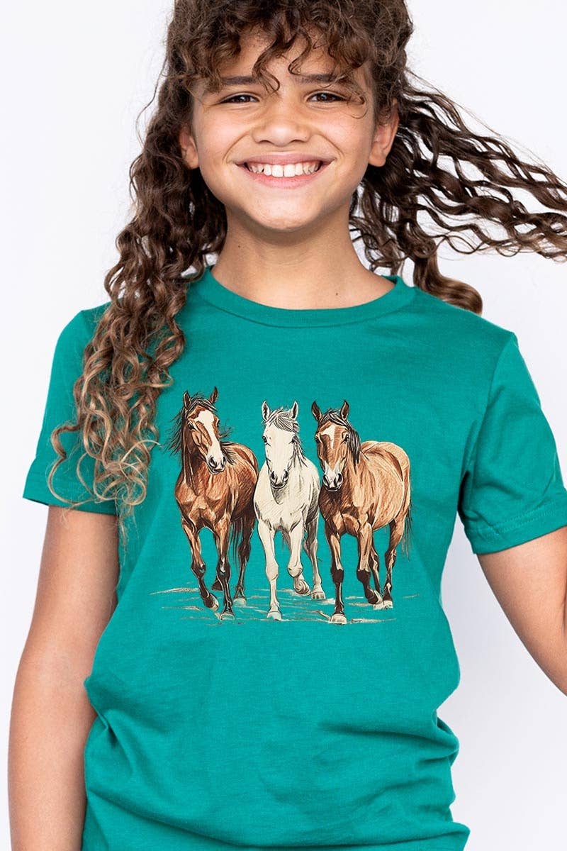 ColorBear Three Horses Western Kids Graphic Tee