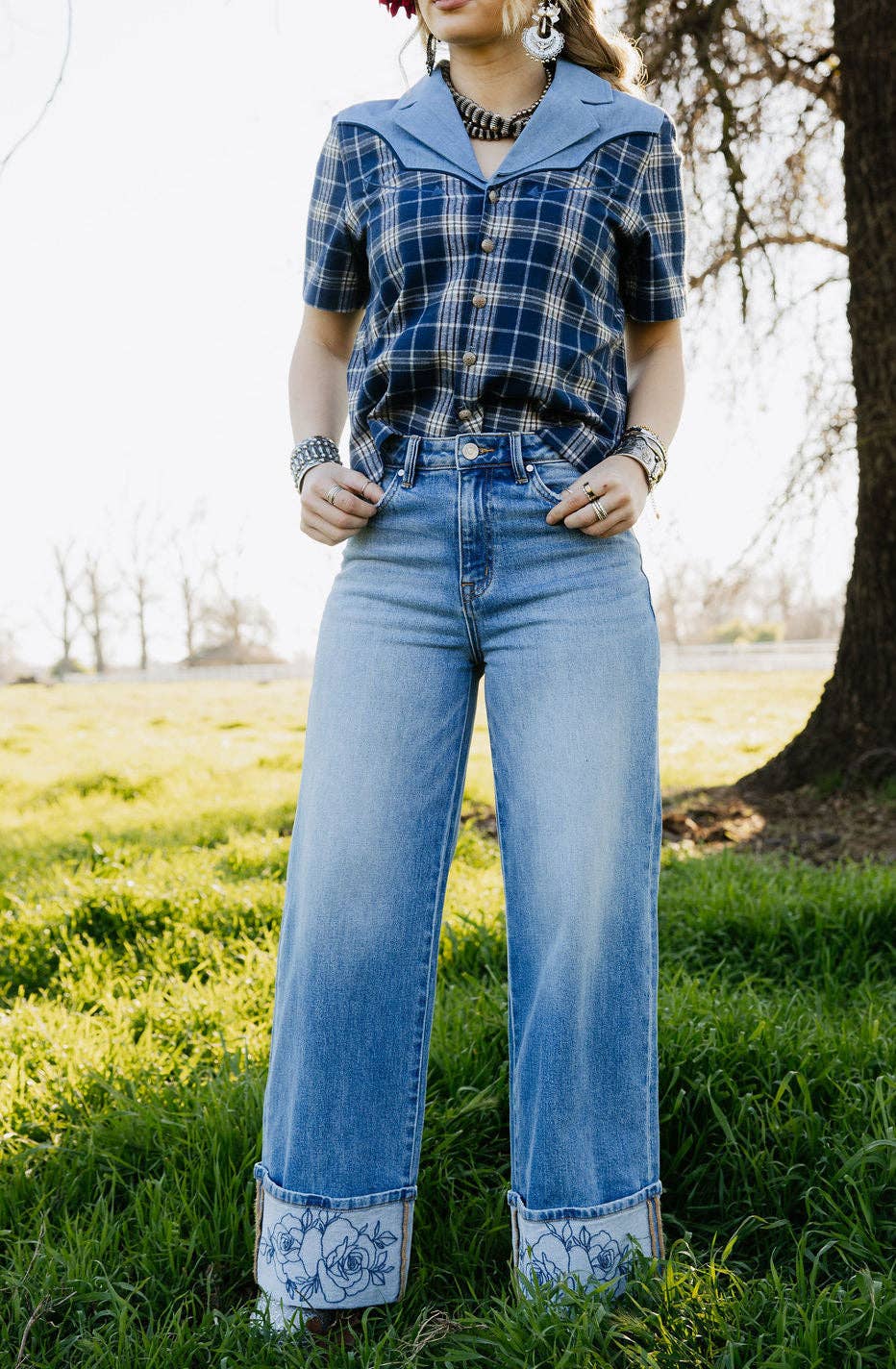 Rodeo Quincy Rowdy Rose Cuff Jeans