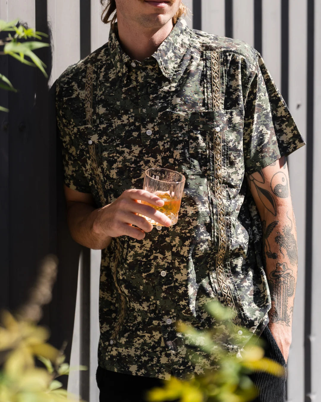 Texas Standard Guayabera Libre- Camo Sigilo- Green