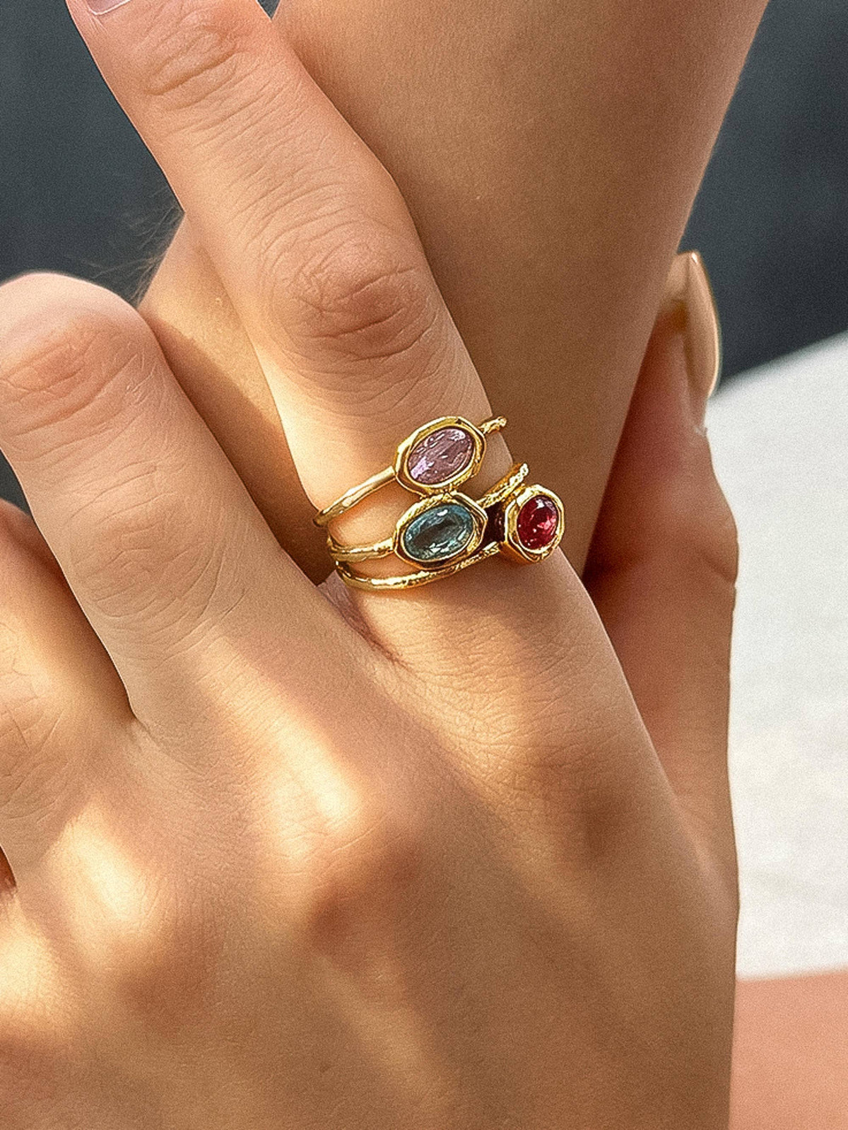 Flanerie Beaufay 18K Gold Non-Tarnish Vintage Gemstone Ring