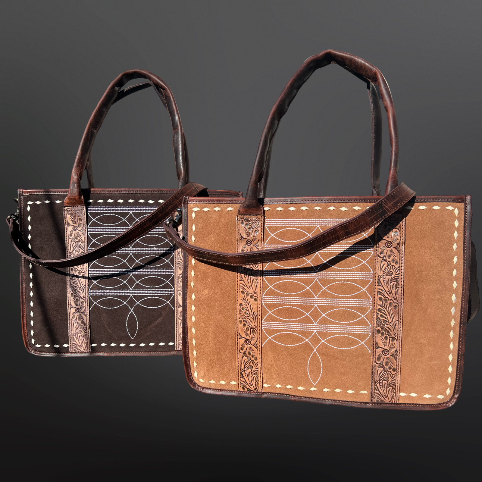 Westrian International Western Boot Stitch Tooled Leather Laptop Bag