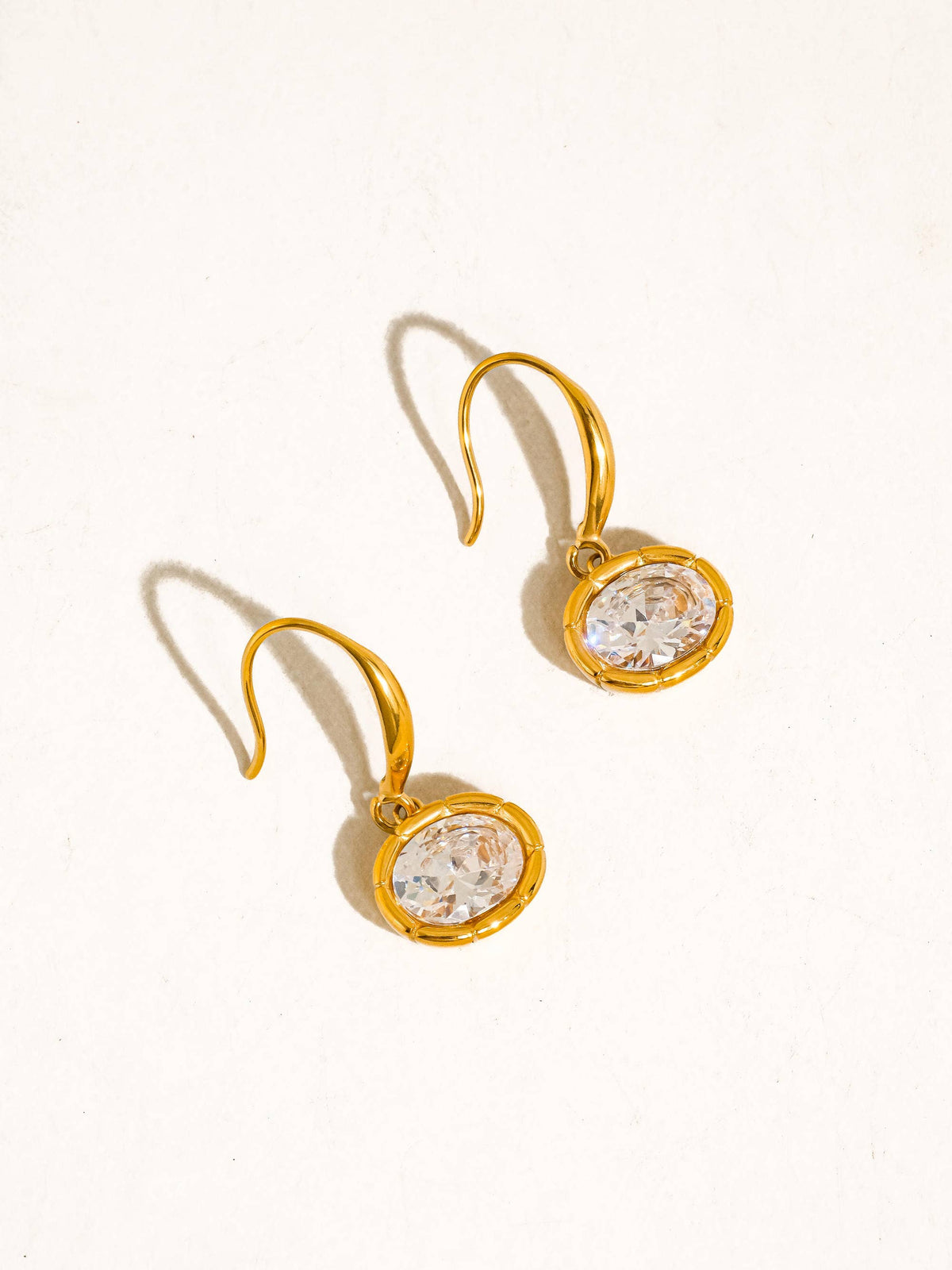 Flanerie Rebekah 18K Gold Non-Tarnish Oval CZ Earrings