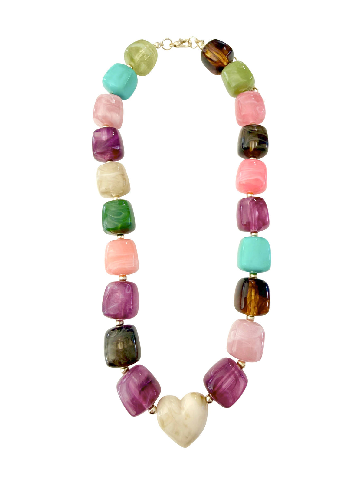 Gemelli Jordan Chunky Beaded Heart Necklace- Multi