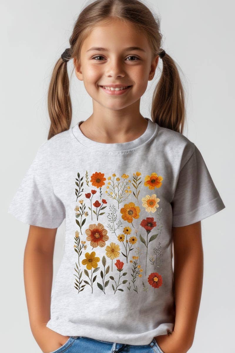 Colorbear Retro Pressed Wildflowers Kids Graphic Tee