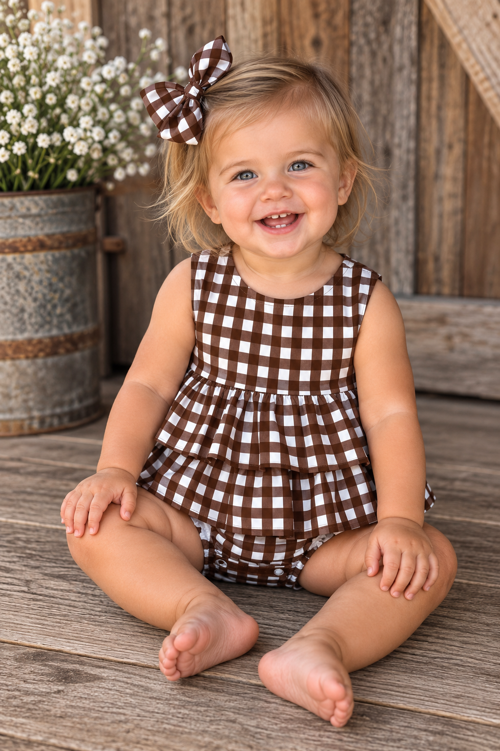 Lilbelle Dottie Bubble- Gingham Chocolate