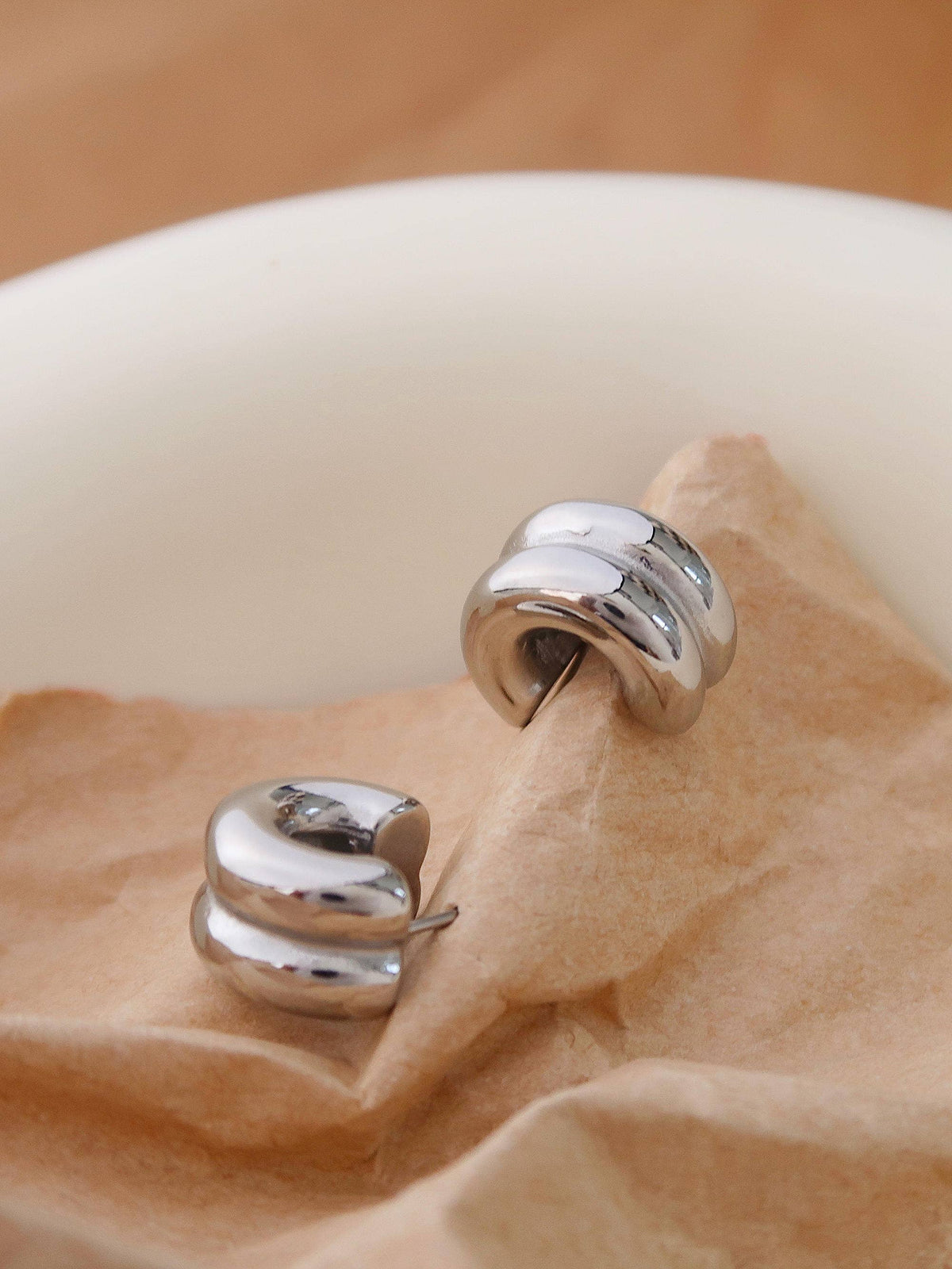 Flanerie Emma Non-Tarnish Double C-Hoop Earring