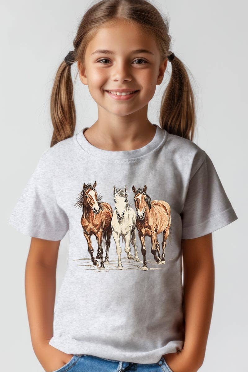 ColorBear Three Horses Western Kids Graphic Tee