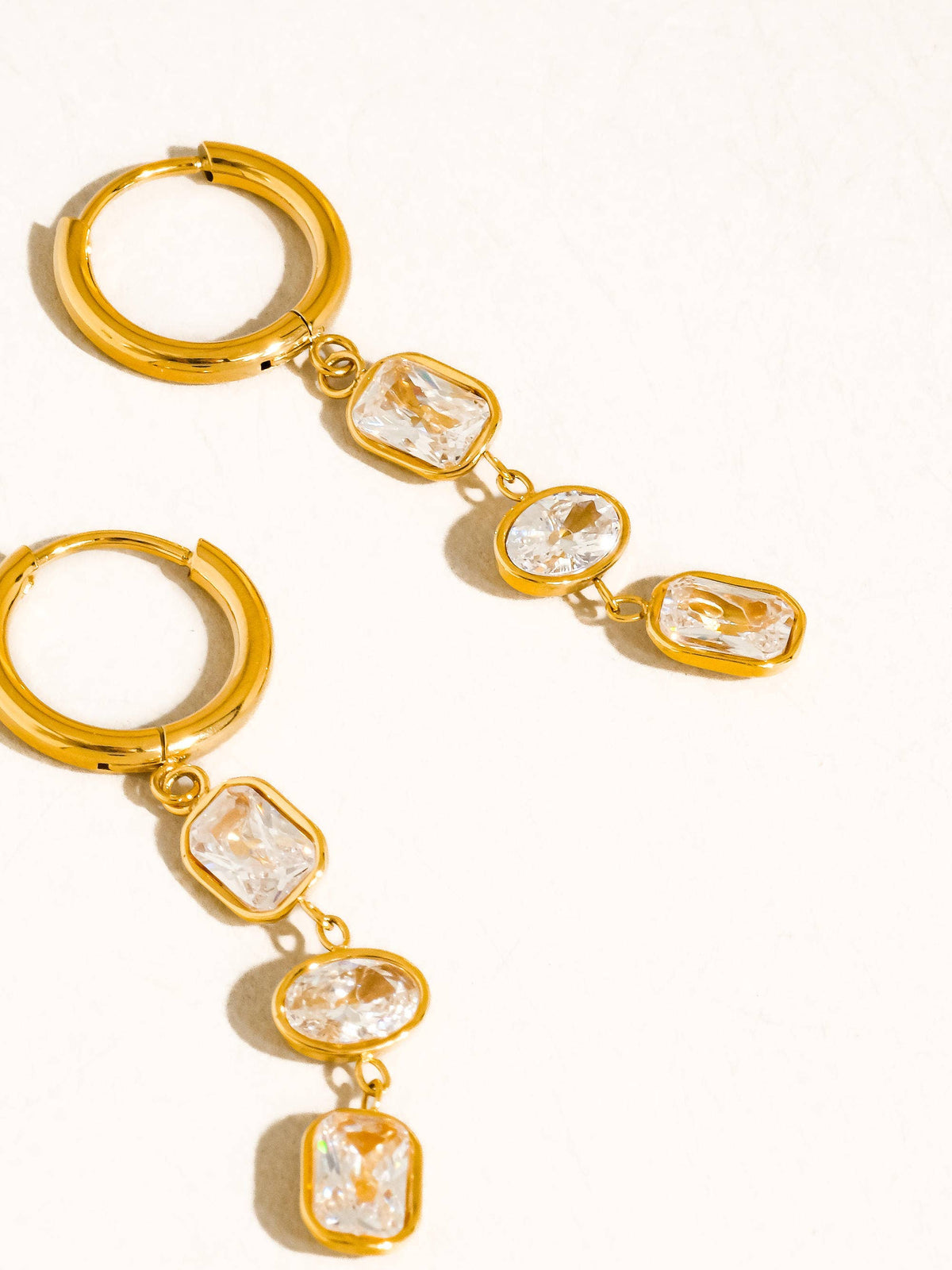 Flanerie Sunniva 18K Gold Non-Tarnish CZ Triple Drop Earrings