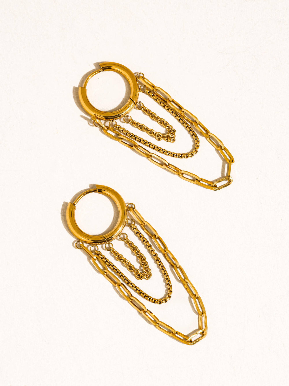 Flanerie Vianne 18K Gold Non-Tarnish Multi Chain Drop Earrings