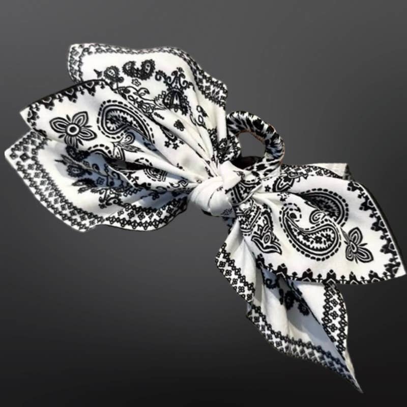 Westrian International Western Paisley Claw Clip Hair Bow Bandana Print