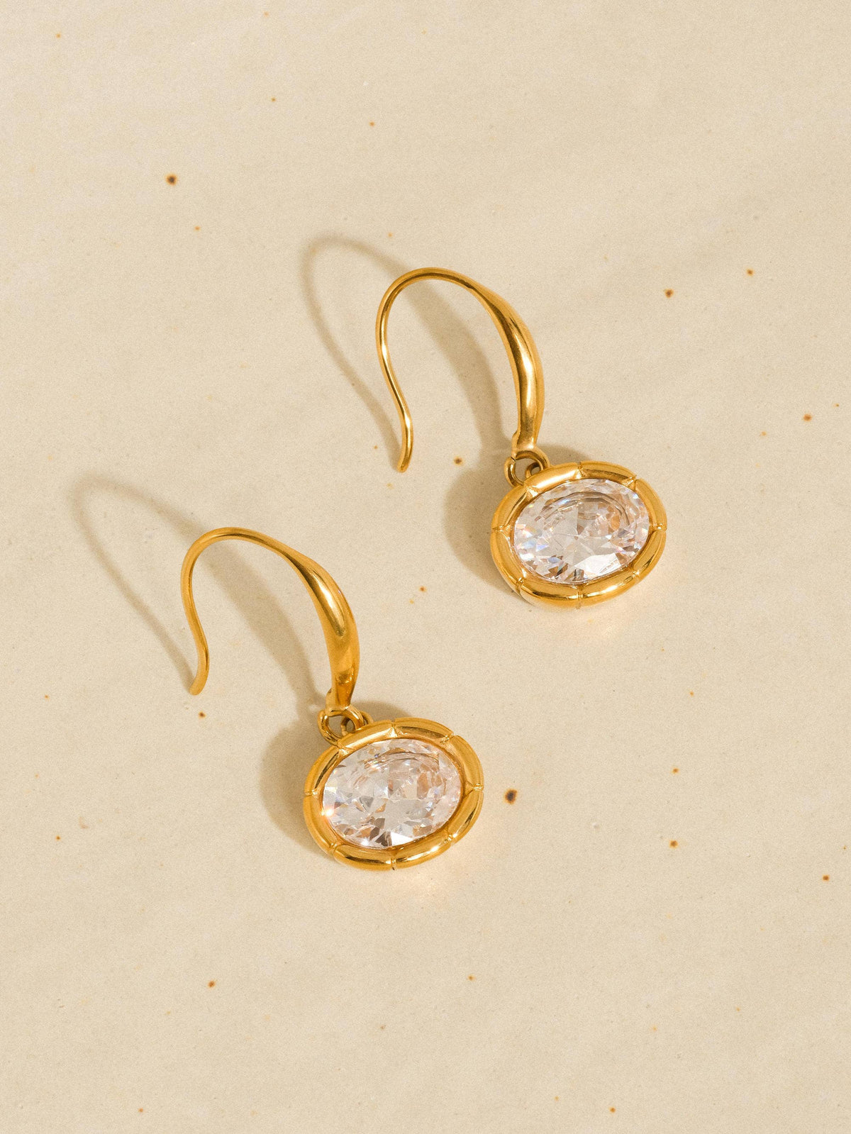 Flanerie Rebekah 18K Gold Non-Tarnish Oval CZ Earrings