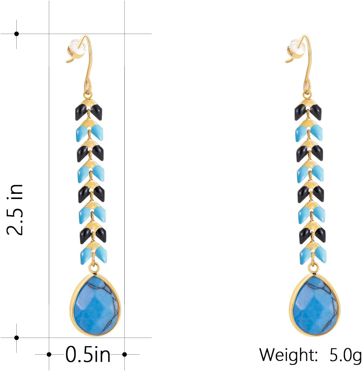 Wrangler Gold Western Dangle Drop Earrings in Turquoise