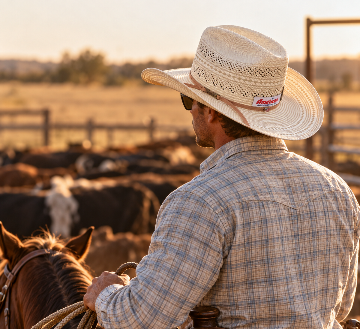 American Hat Company Two-Tone Rancher's Crease Straw Cowboy Hat