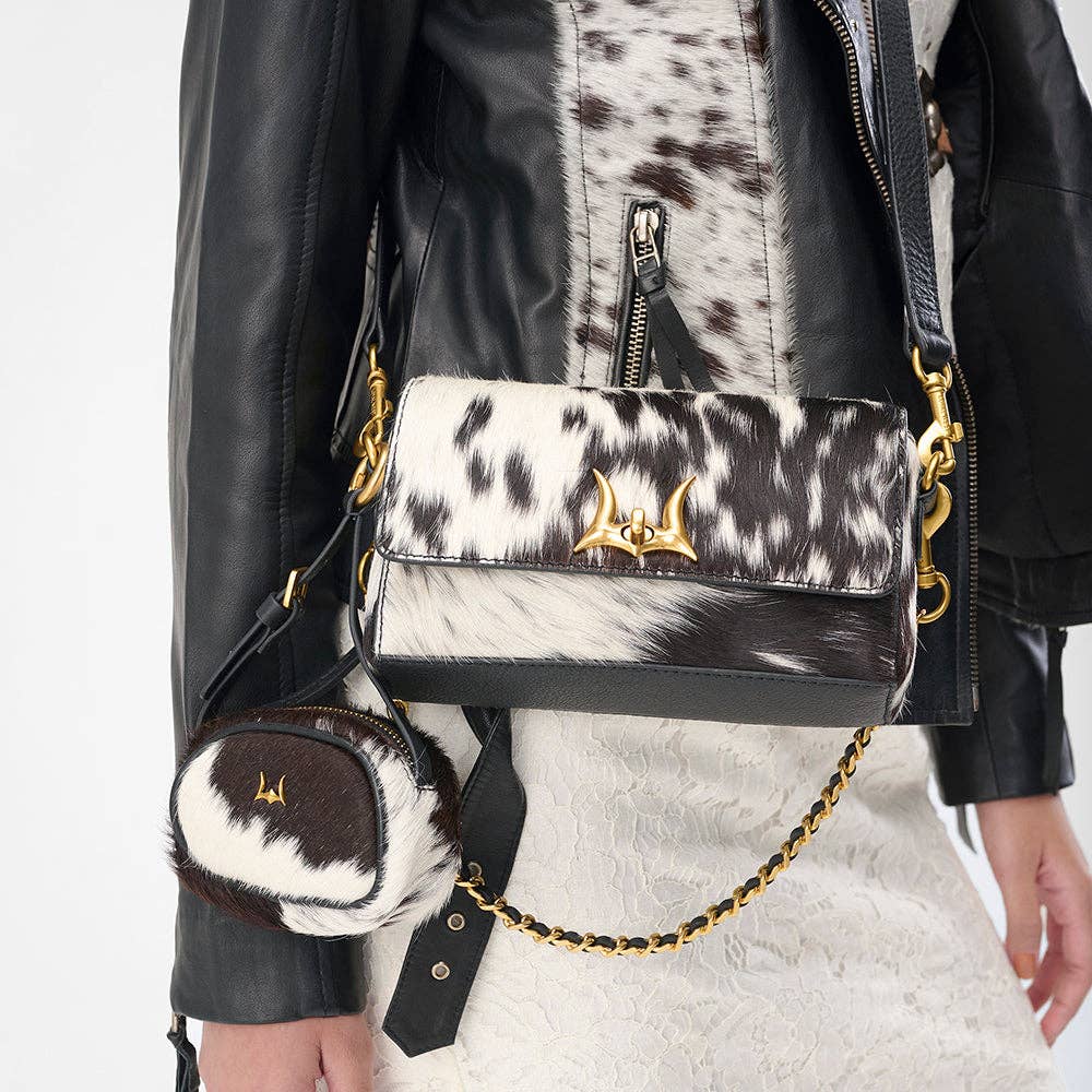 Myra Loyal West Savi Mini Bag In Black & White Cowhide
