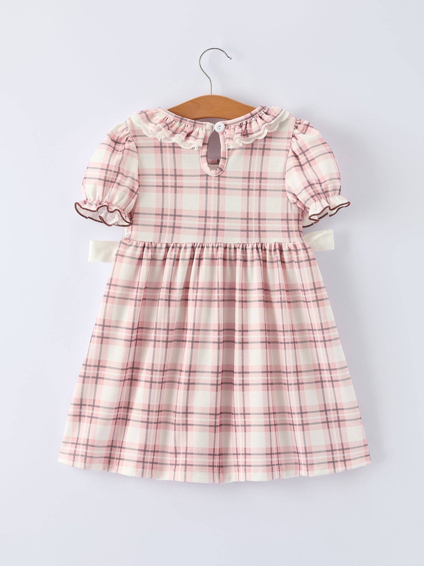 Rylee Faith Designs Western Horse Embroidered Smocked Plaid Girls Dress