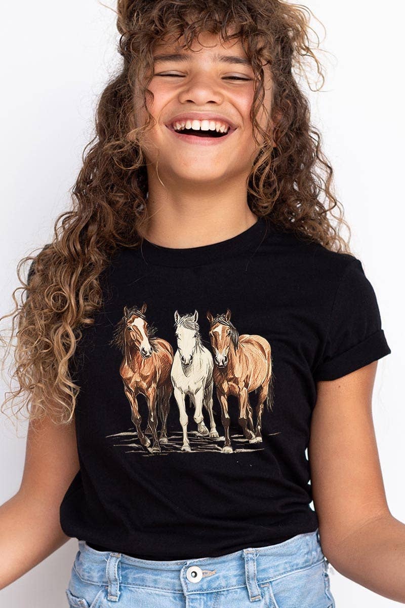 ColorBear Three Horses Western Kids Graphic Tee