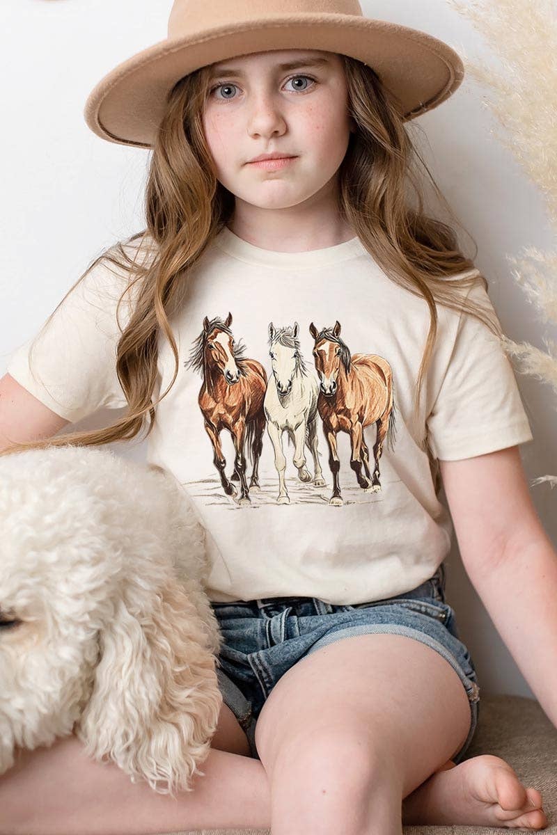 ColorBear Three Horses Western Kids Graphic Tee