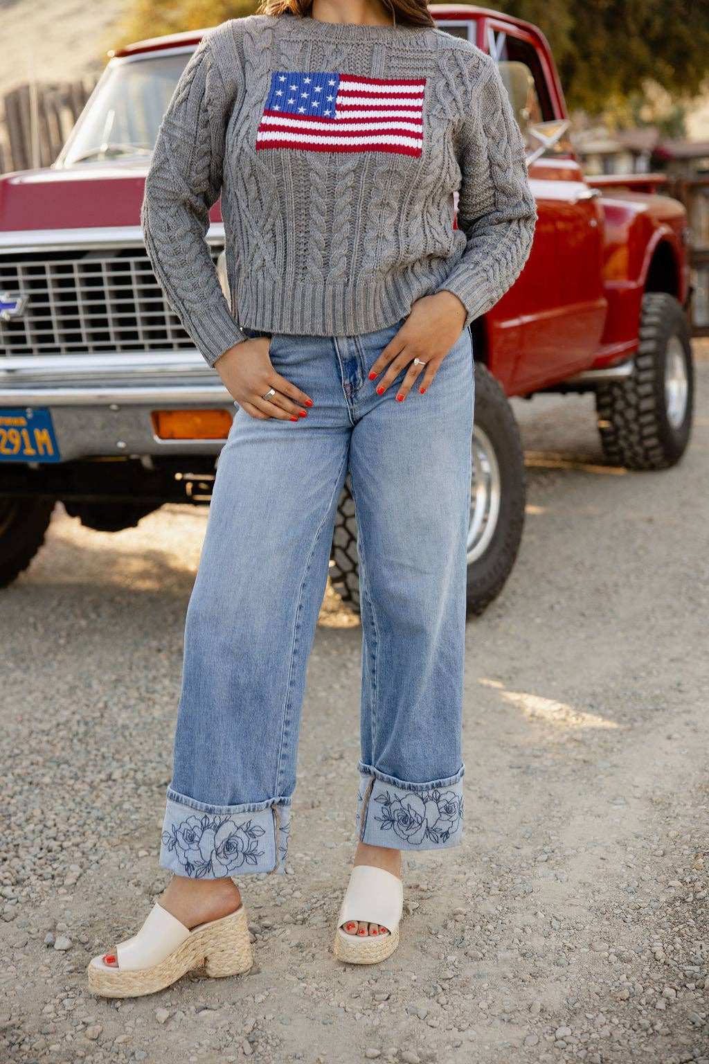 Rodeo Quincy Rowdy Rose Cuff Jeans