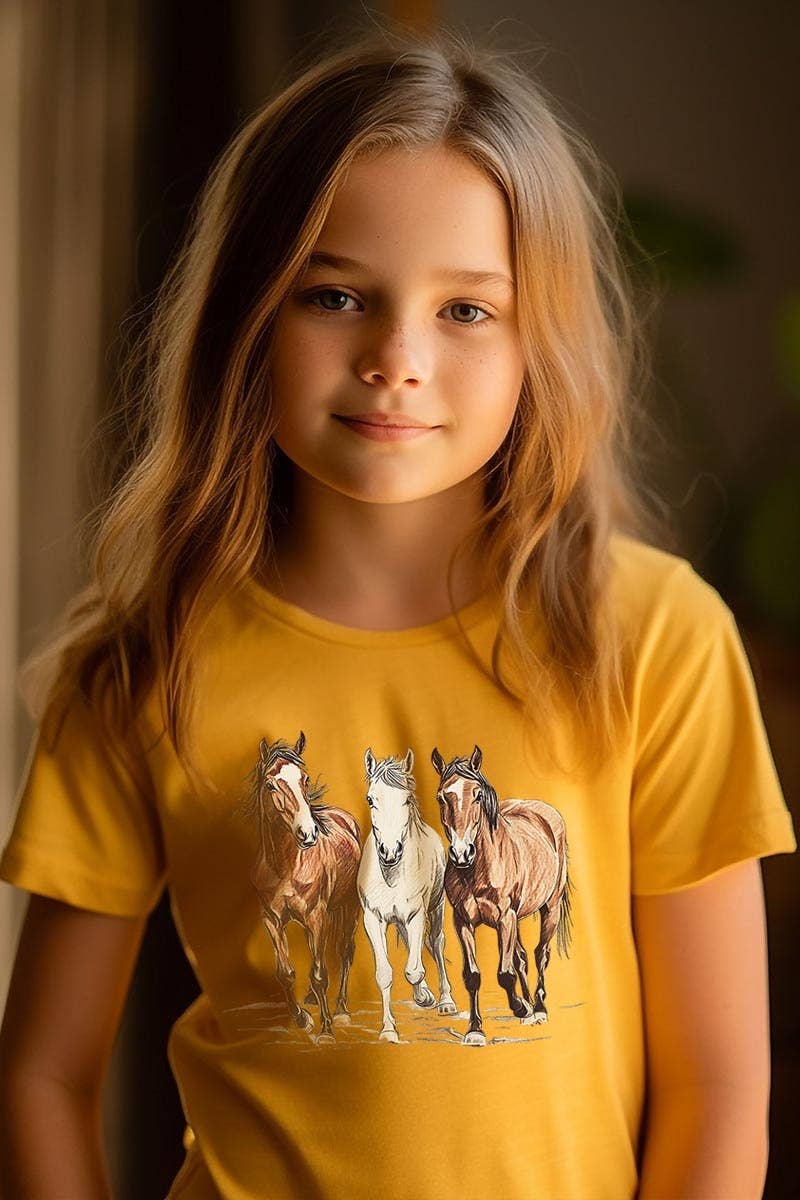 ColorBear Three Horses Western Kids Graphic Tee