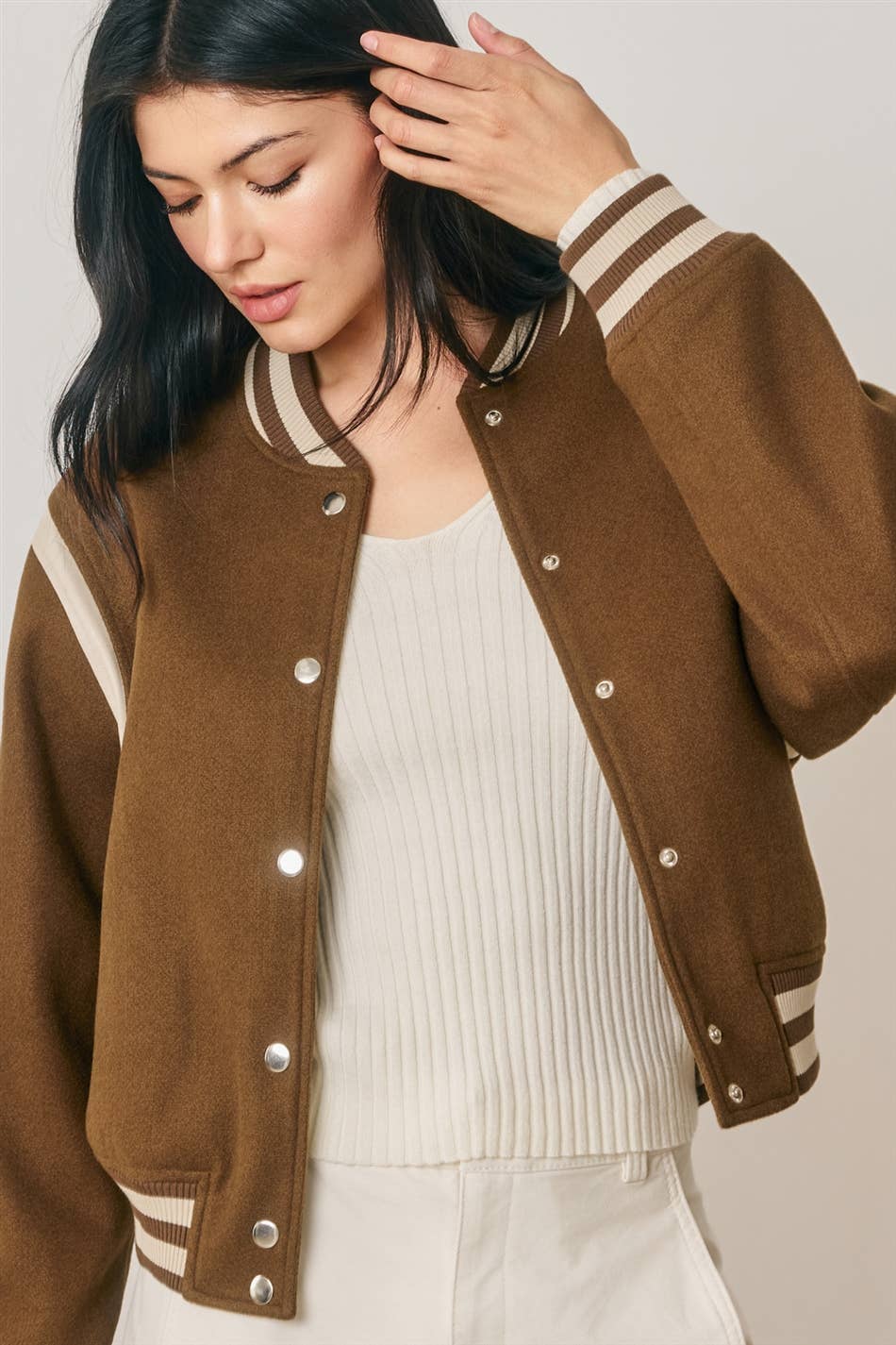 Shrunken Varsity Bomber Jacket