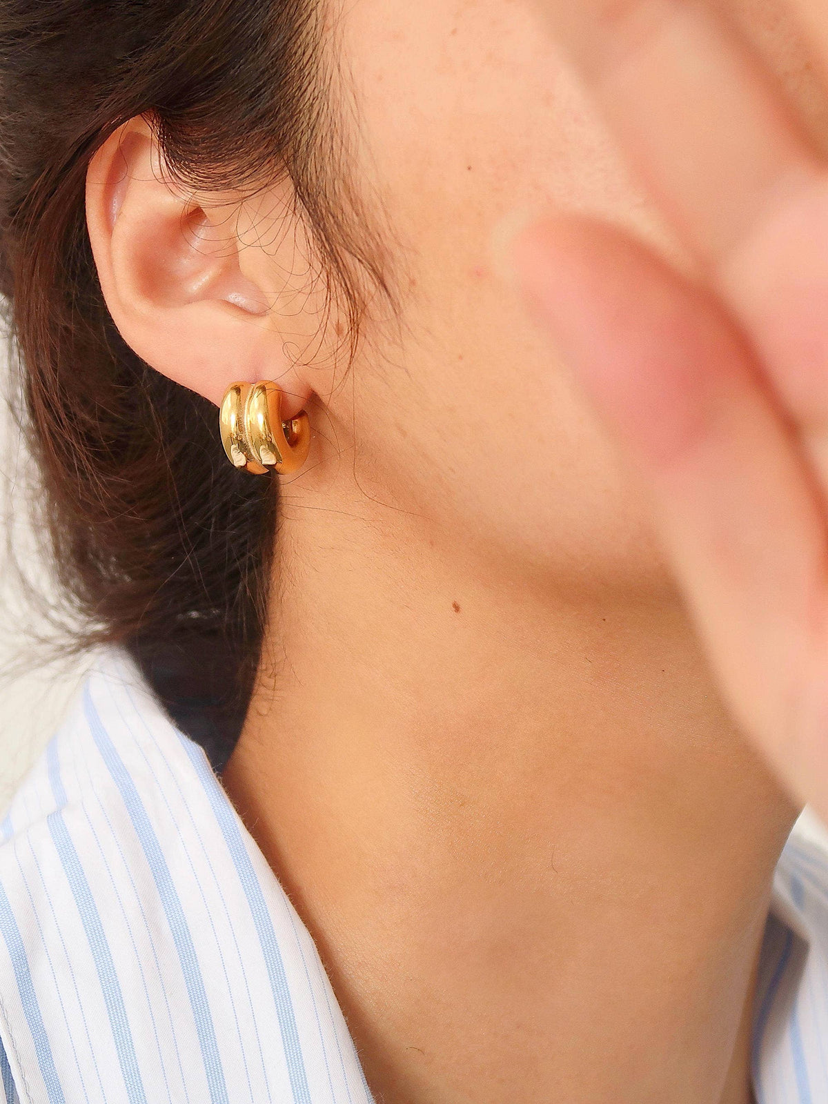 Flanerie Emma Non-Tarnish Double C-Hoop Earring