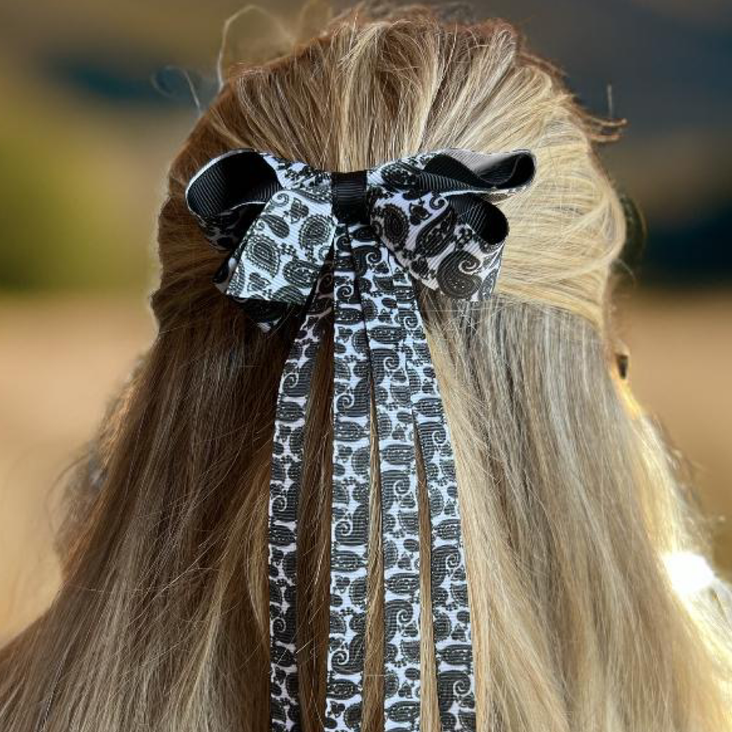 Westrian International Western Paisley Bandana Print Hair Bow Clip