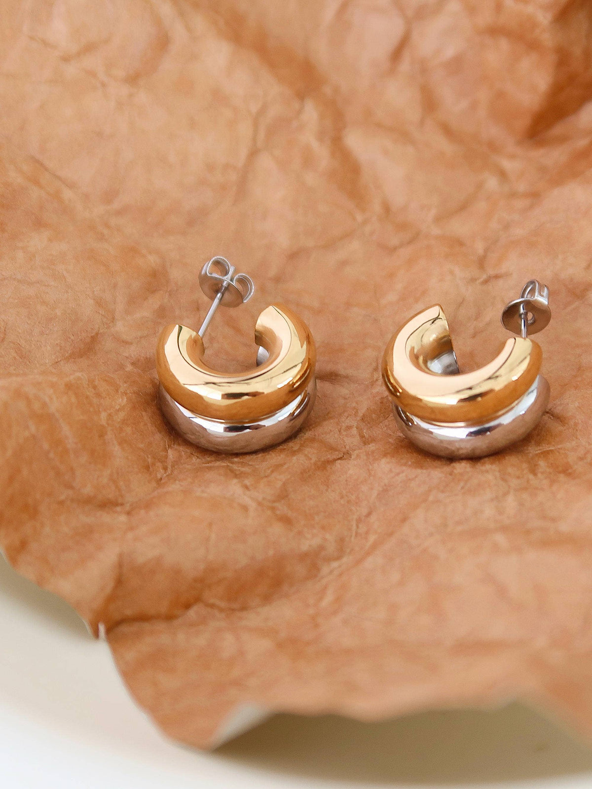 Flanerie Emma Non-Tarnish Double C-Hoop Earring