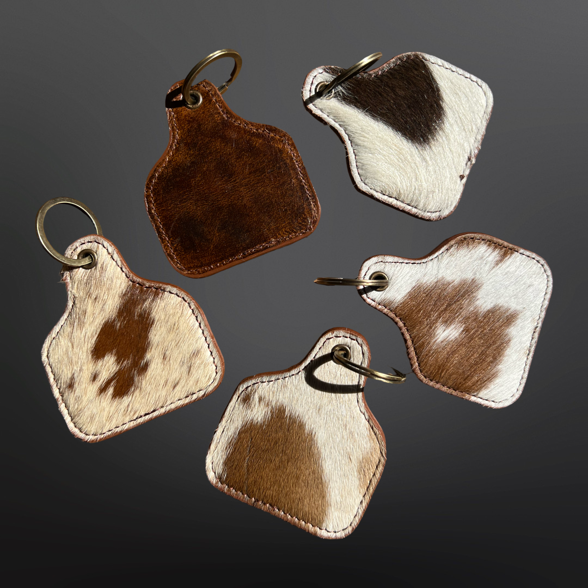 Westrian International Cow Tag Shaped Leather Cowhide Keychain