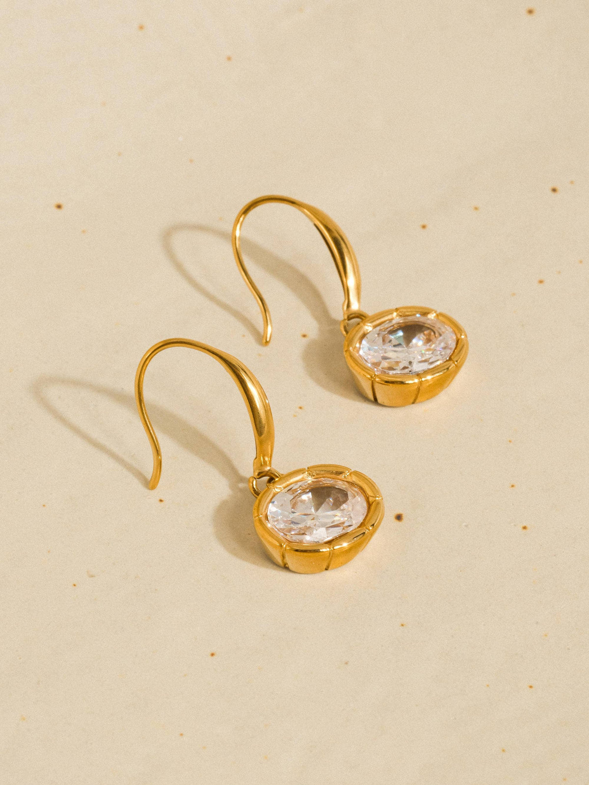 Flanerie Rebekah 18K Gold Non-Tarnish Oval CZ Earrings