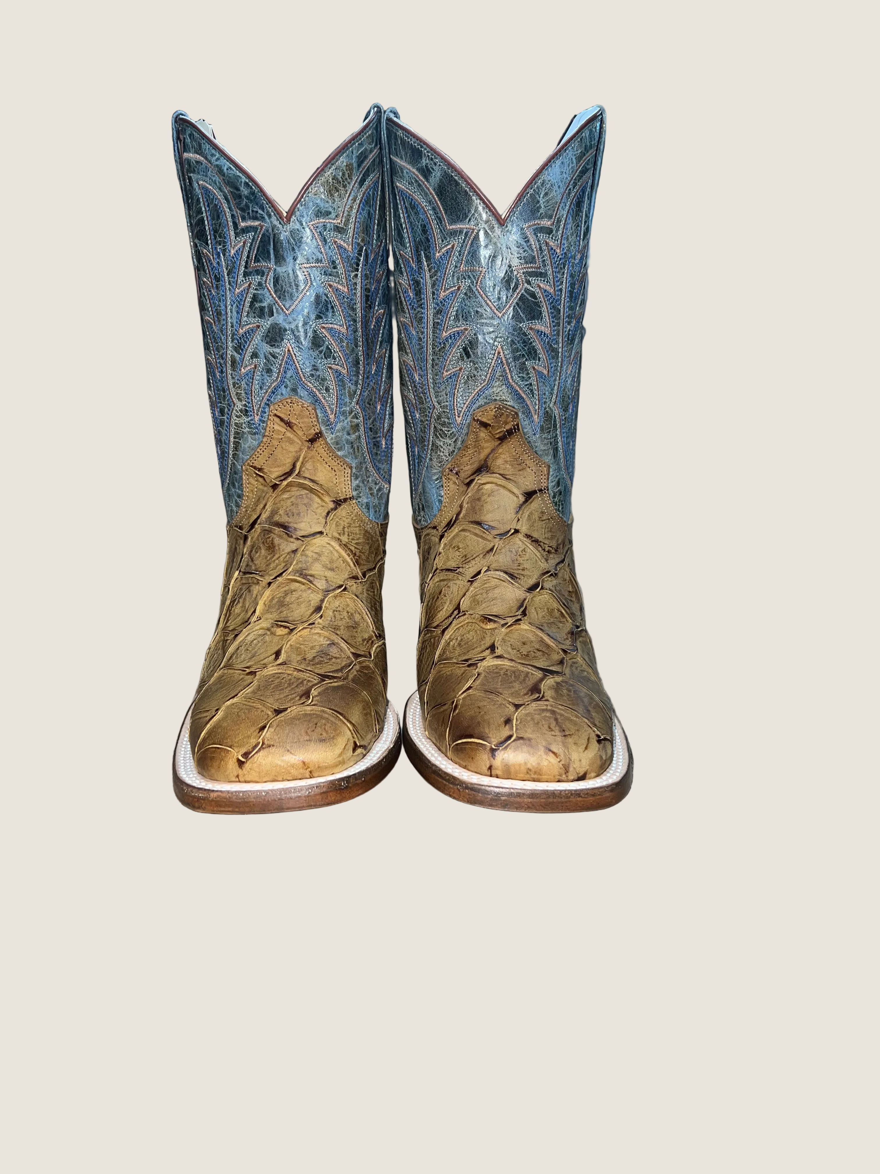 Roper Men's Waxy Dark Blue Leather Big Old Fish Boots