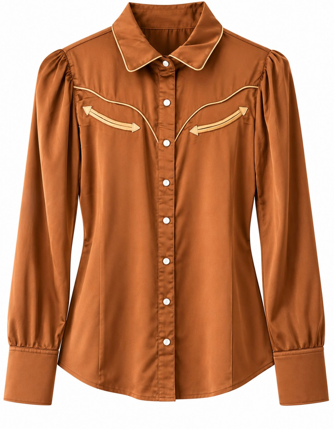 Women's Howdy Hanny long sleeve Copper/Champagne Pearl Snap Shirt