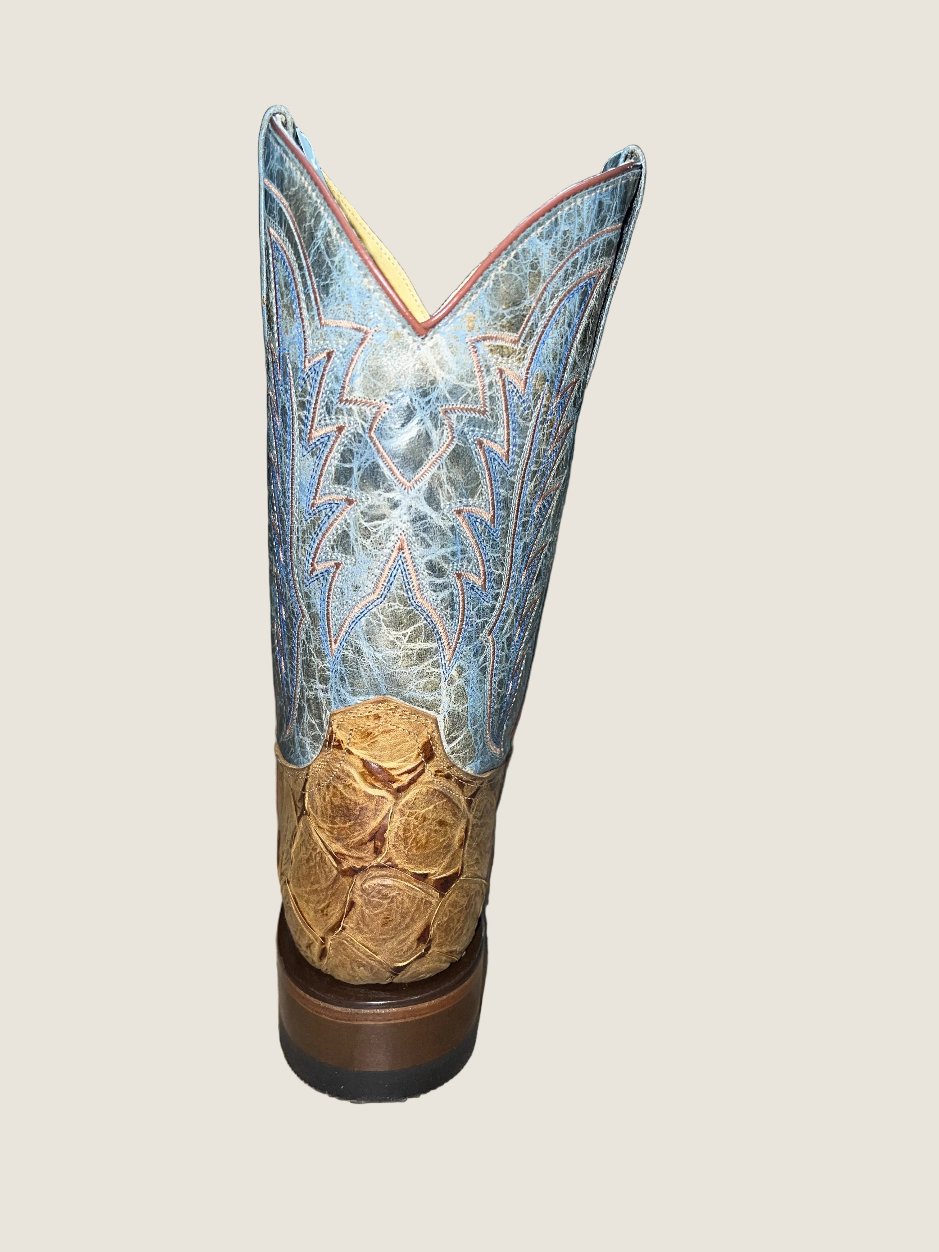 Roper Men's Waxy Dark Blue Leather Big Old Fish Boots