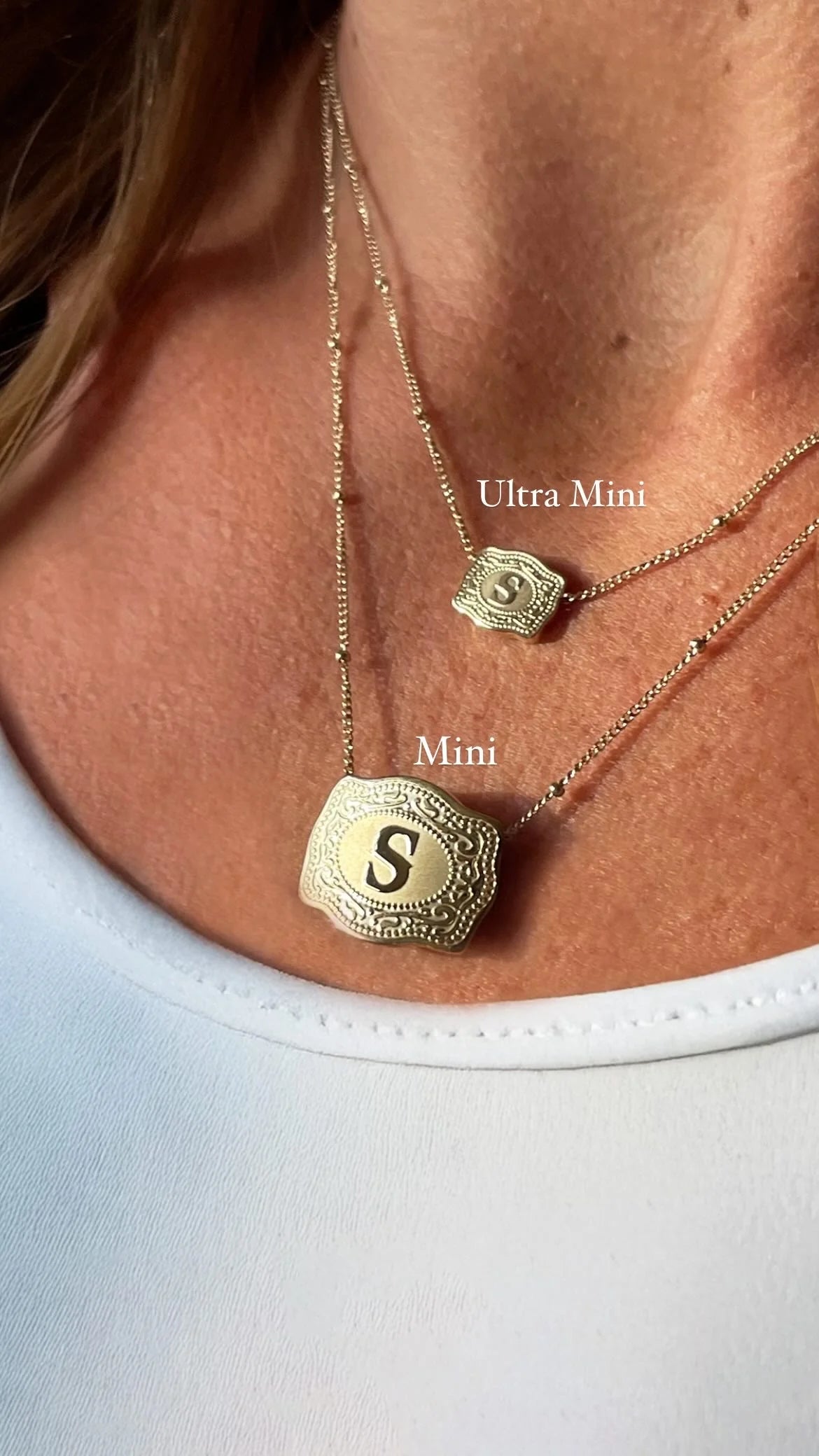 SpurWest Mini Belt Buckle Necklace (Initial) Gold (16"+2" Extender)