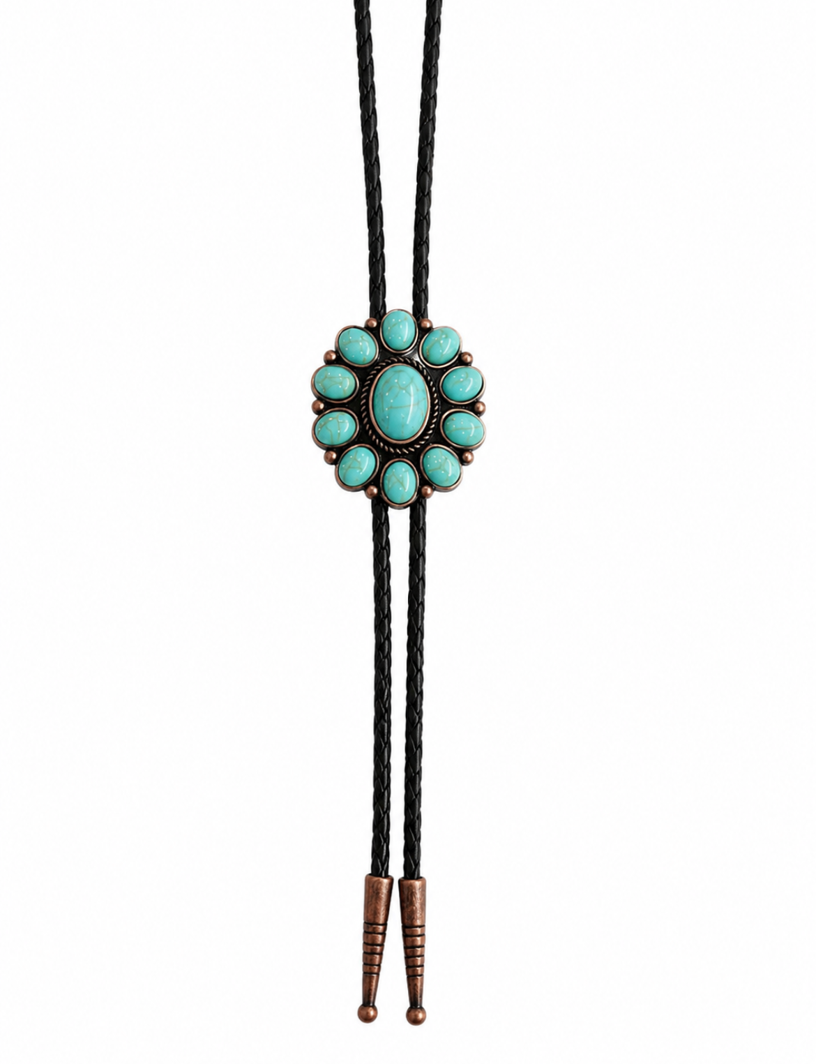Medium Size Turquoise Bolo Brown Rope