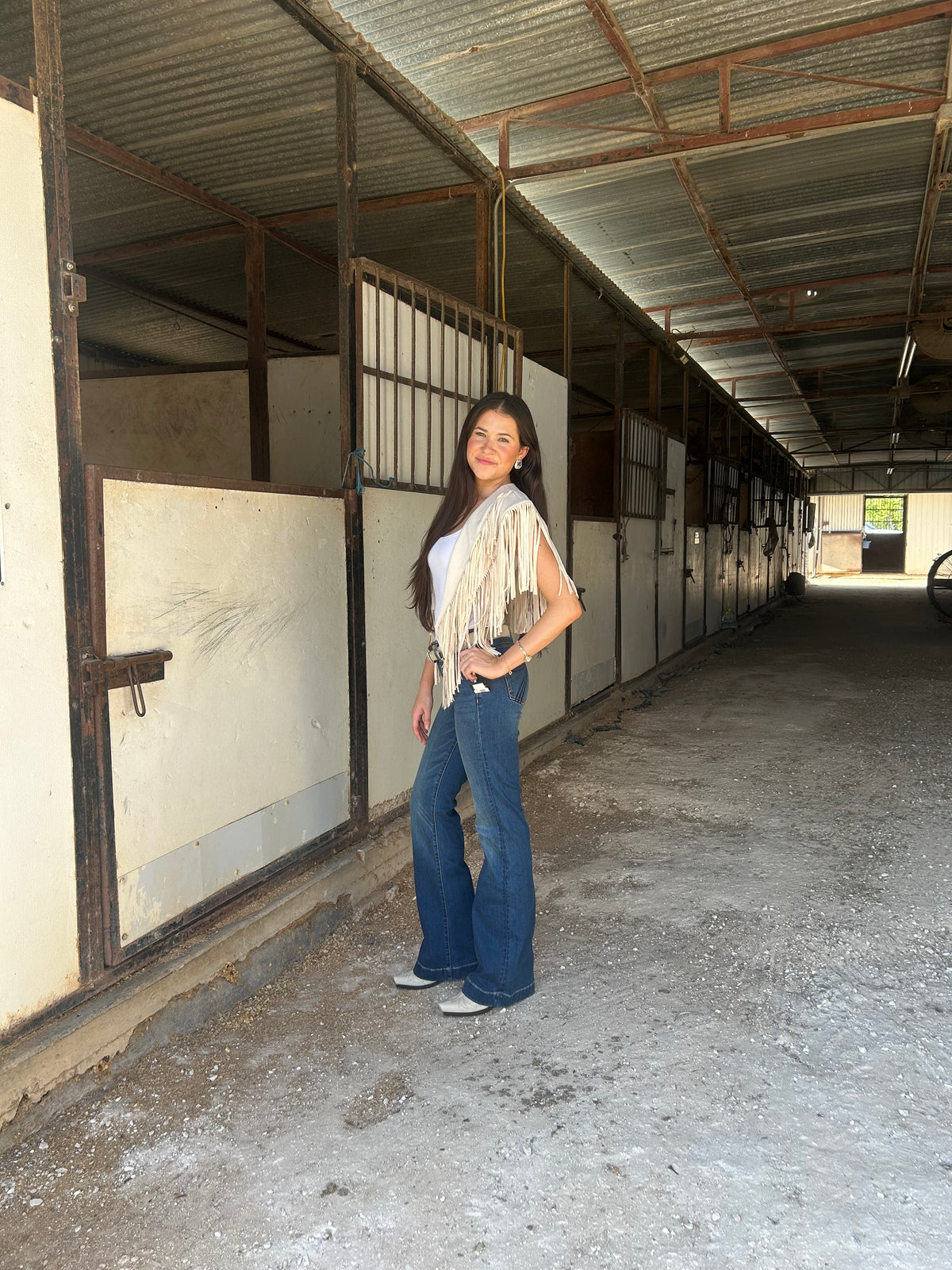 Saint & Hearts CREAM WESTERN FRINGE SUEDE COLLAR / SHRUG