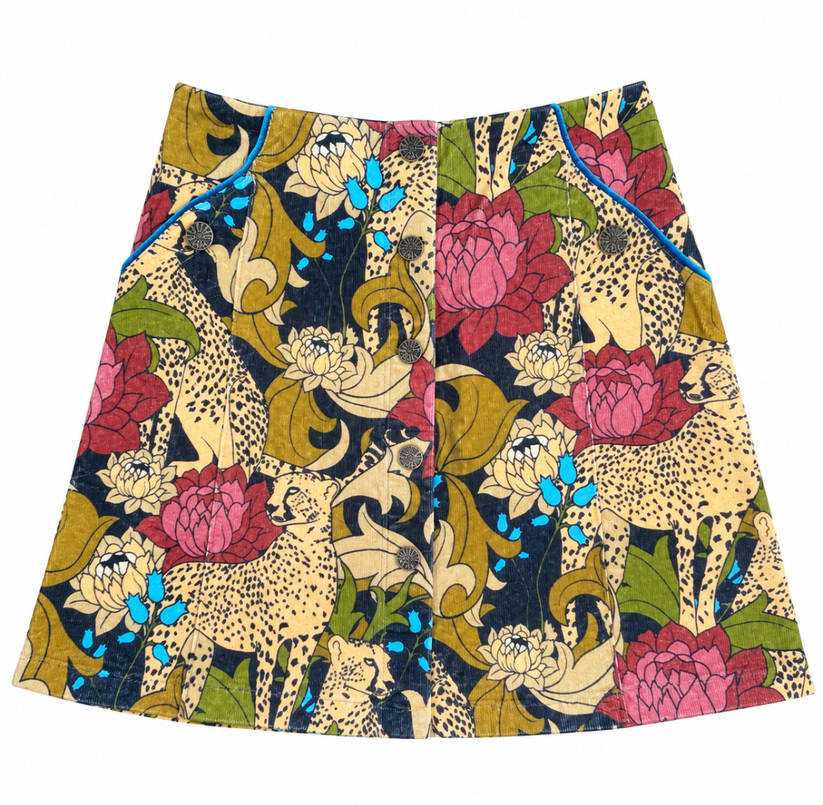 Classic Rock Couture Wild Child Snap Front Corduroy Skirt