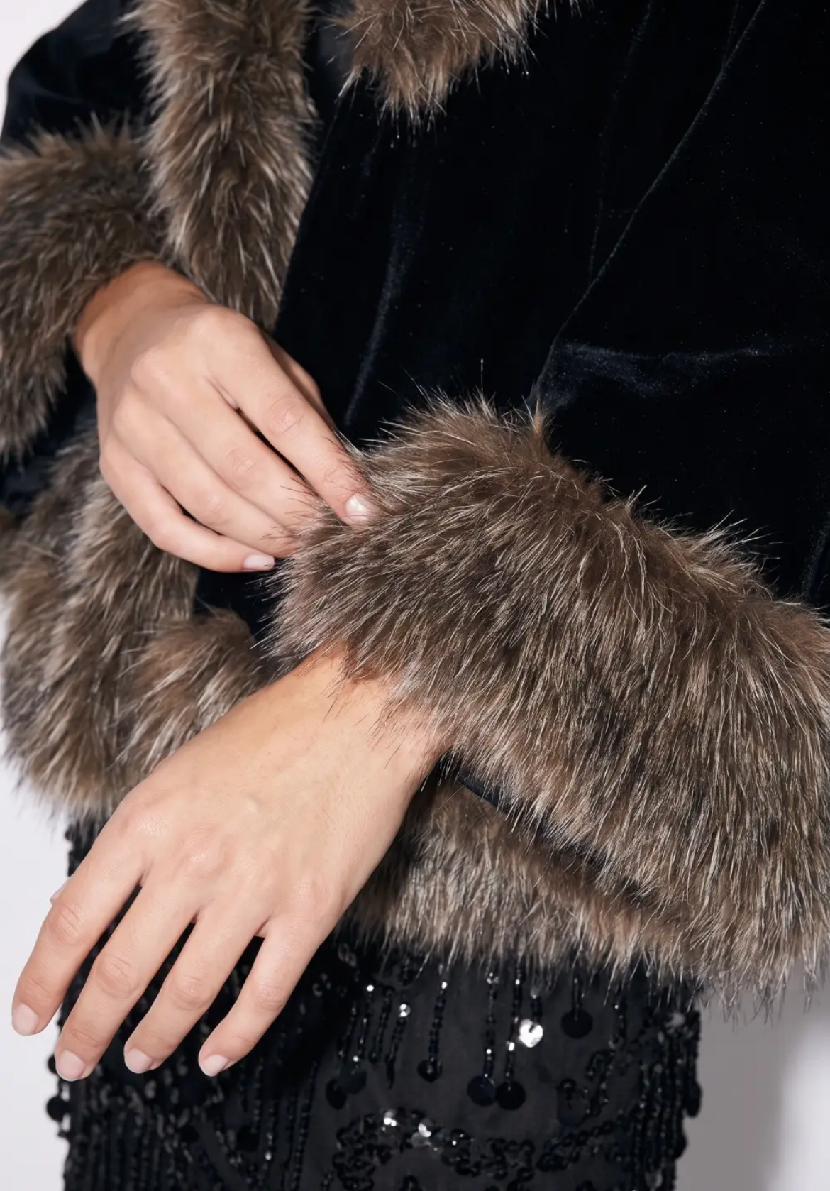 Beulah Style Faux Fur Velvet Jacket