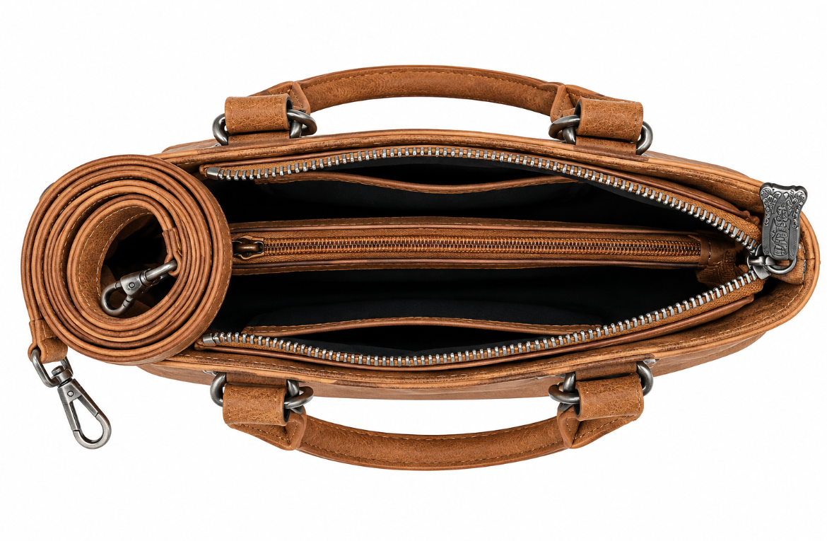 Trinity Ranch Floral Tooled Fringe Tote/Crossbody