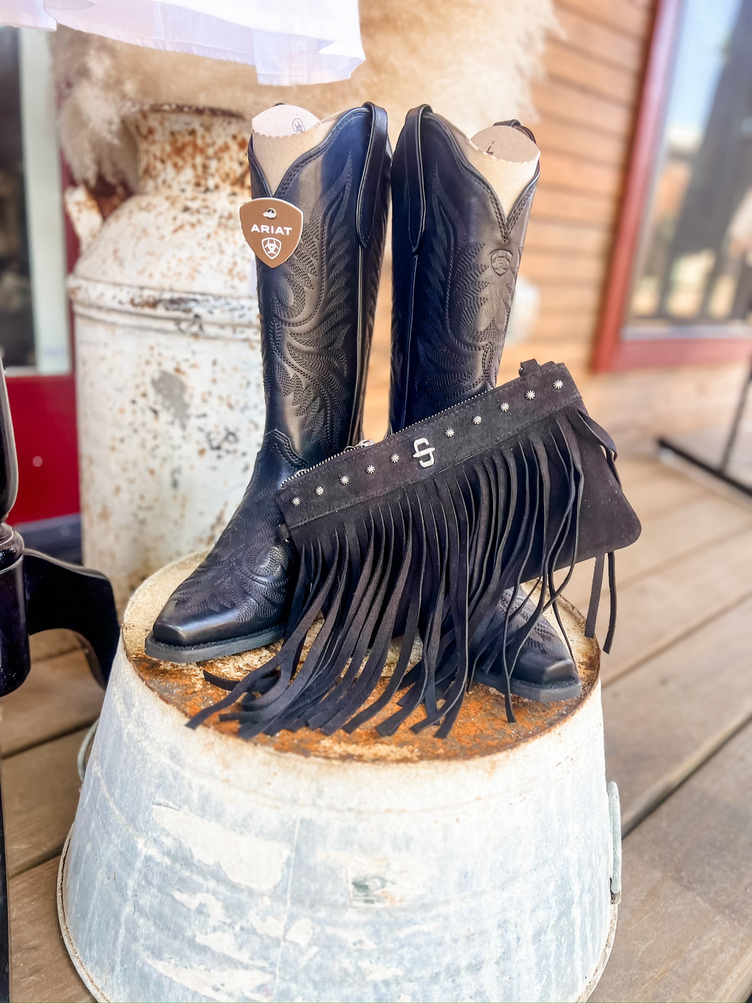 Women's Stetson Fringe Black Wallet/Clutch