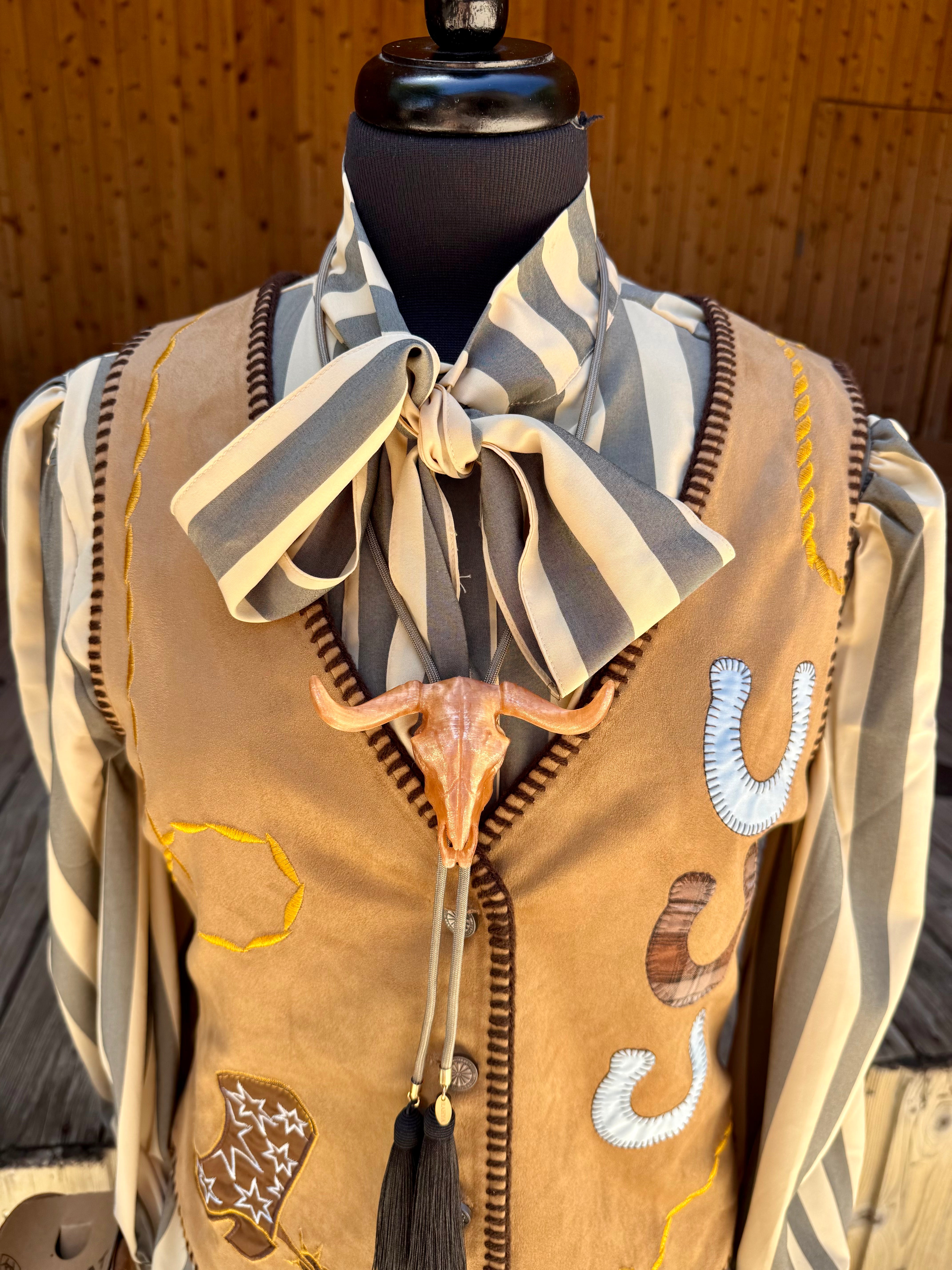 Howdy Hanny Tie Top Brown/Tan Low Bow Top