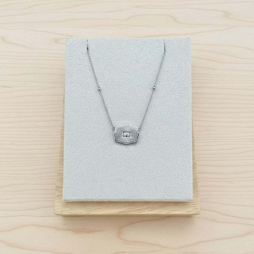 SpurWest Ultra Mini Belt Buckle Necklace (Initial) Silver