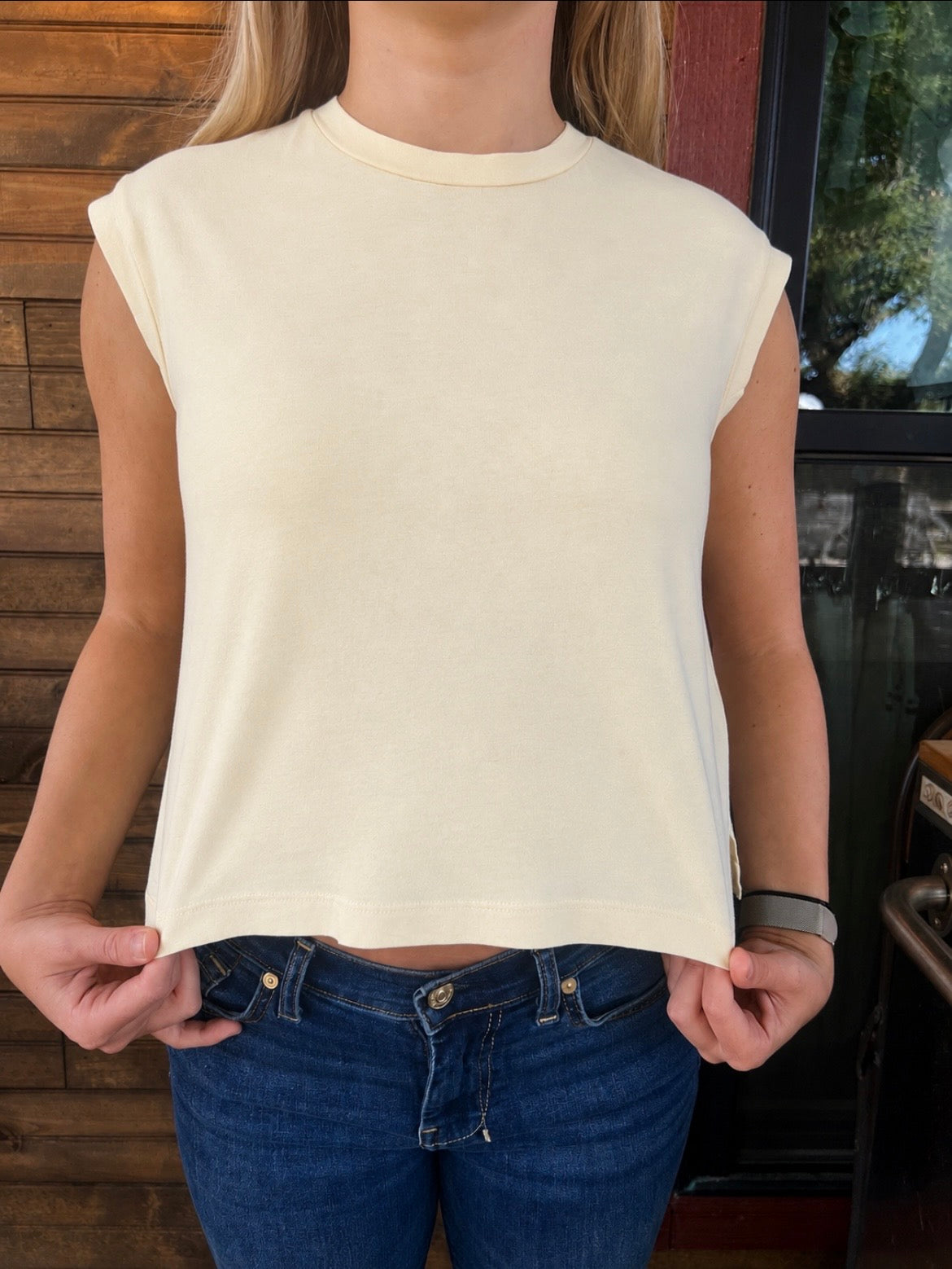 Z Supply Flex Sleeveless Tee Lemon Chiffon