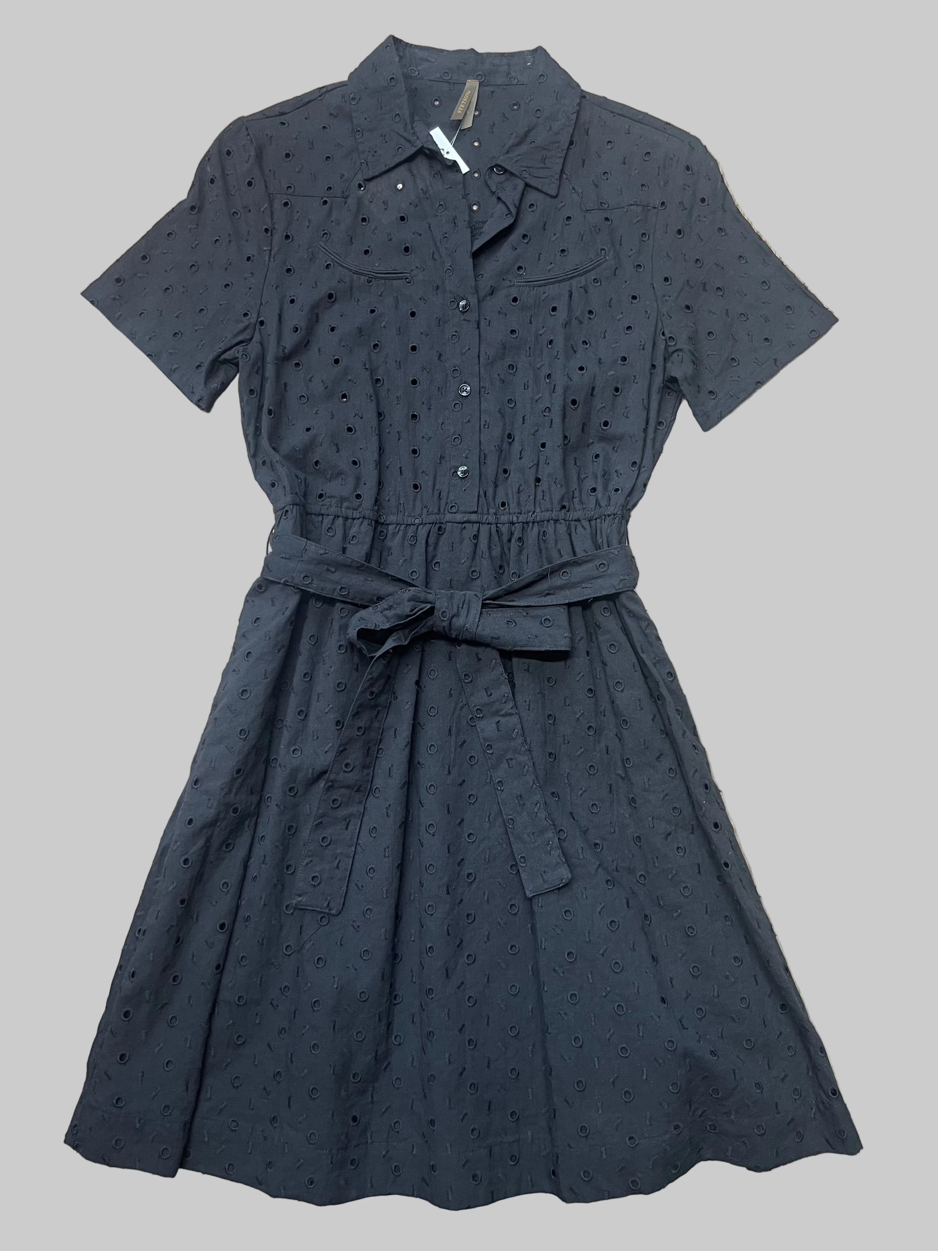 Ladies - Stetson Short Sleeve Black Linen Dress