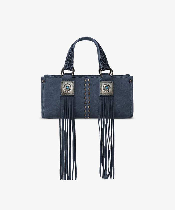 Montana West Western Fringe Concho Mini Crossbody Bag Navy