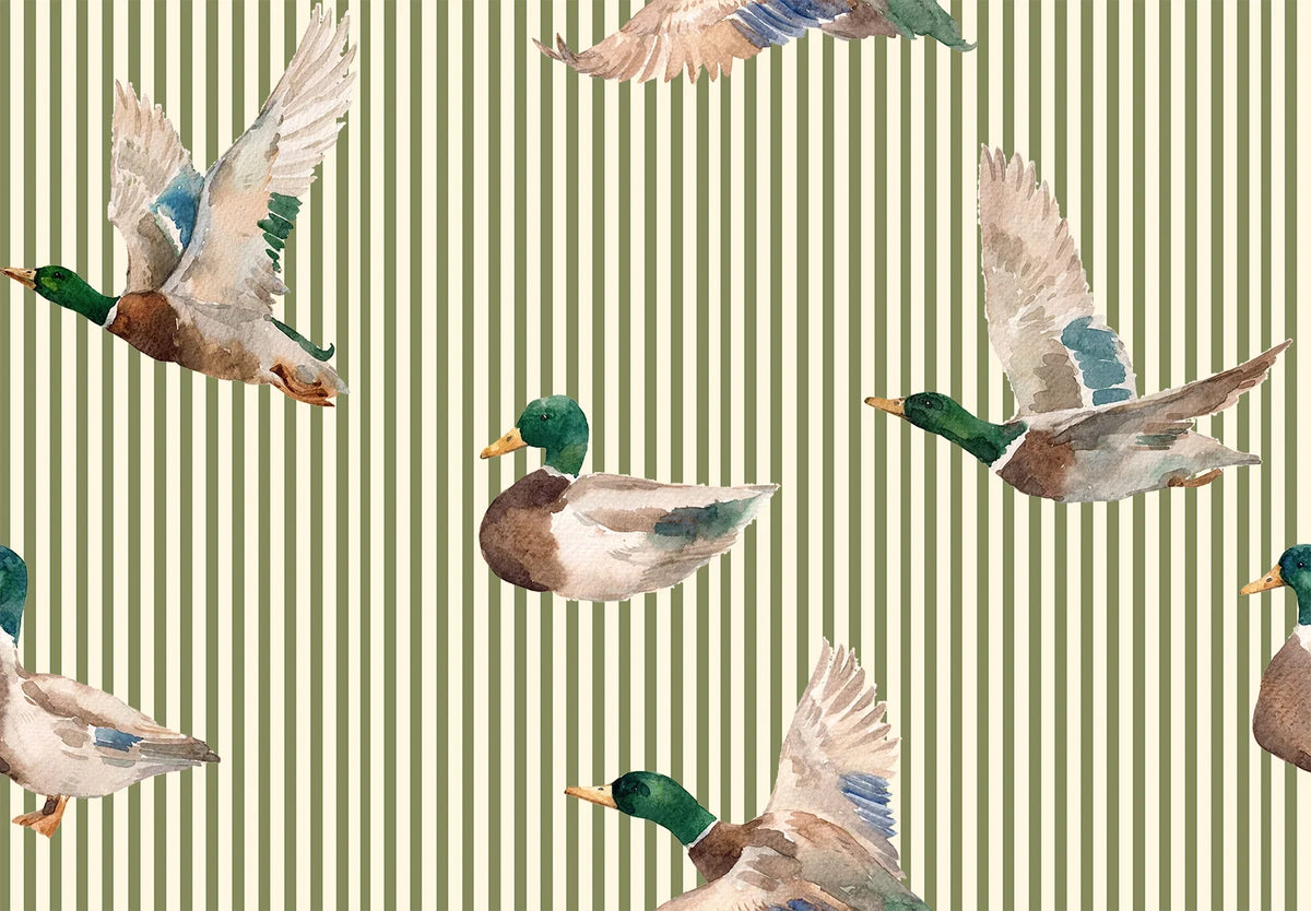Ida Mae Home Mallory Ducks Olive Linen Handbag
